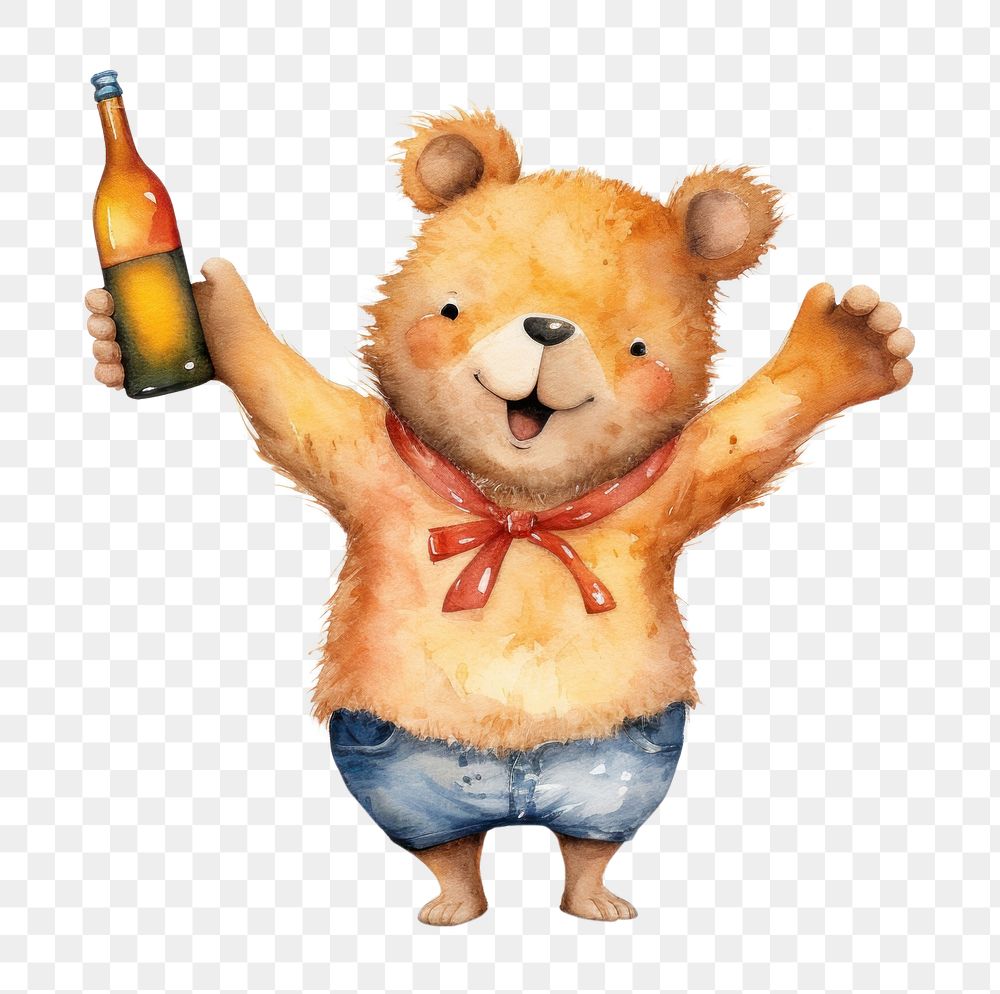 PNG Bear drinking toy representation celebration. AI generated Image by rawpixel.