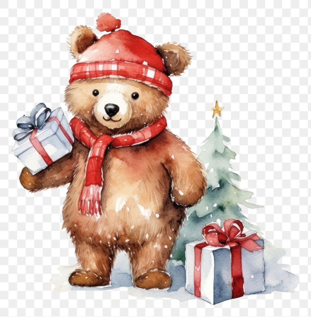 PNG Bear christmas toy white background. AI generated Image by rawpixel.