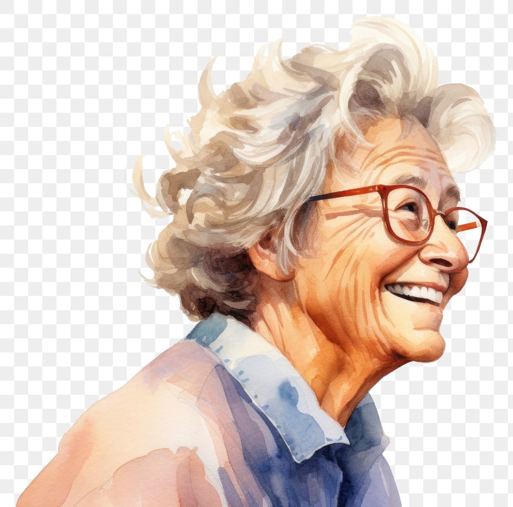 PNG Senior woman portrait glasses adult. AI generated Image by rawpixel.