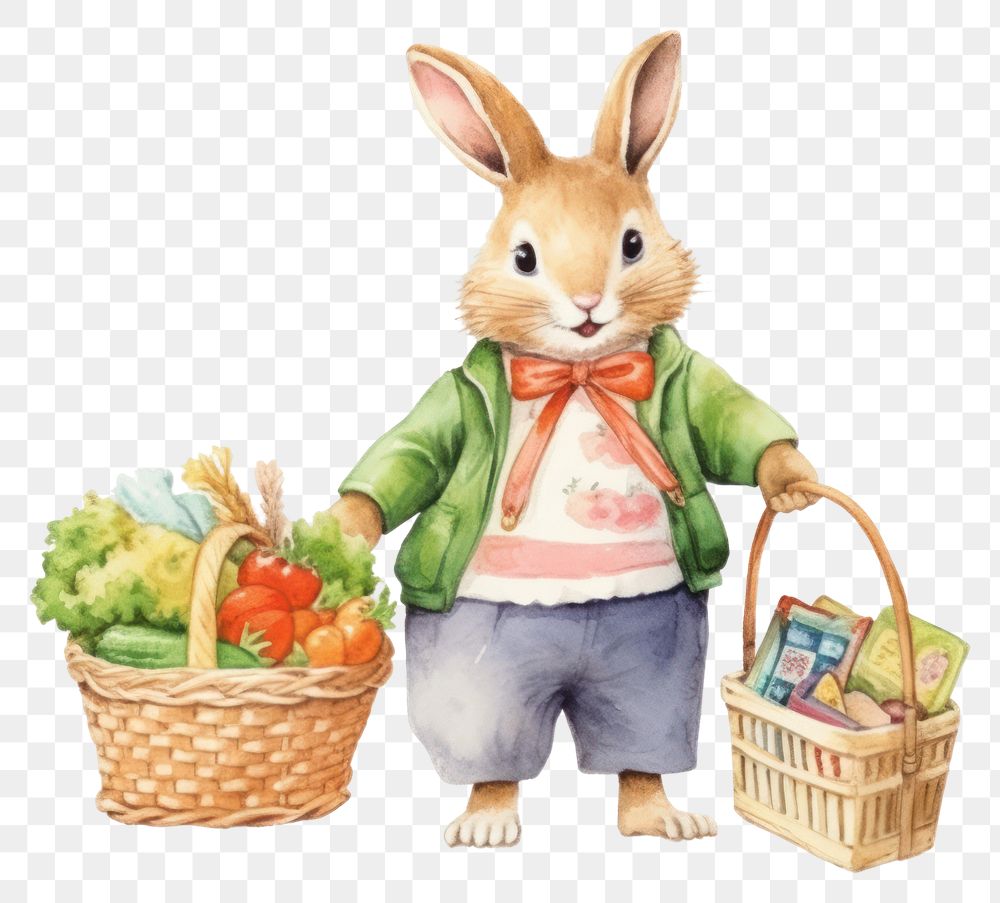 PNG Rabbit basket mammal representation. AI generated Image by rawpixel.