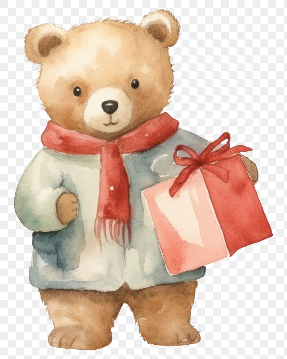 PNG Bear holding shopping bag paper toy representation. 