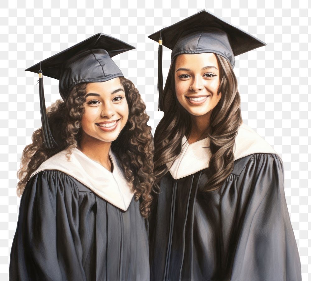 PNG  Two woman college student graduation university happy. AI generated Image by rawpixel.