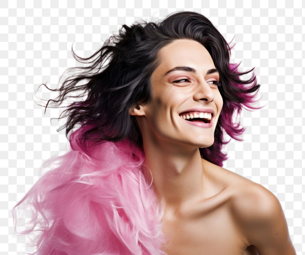 PNG Transgender woman laughing portrait adult. AI generated Image by rawpixel.