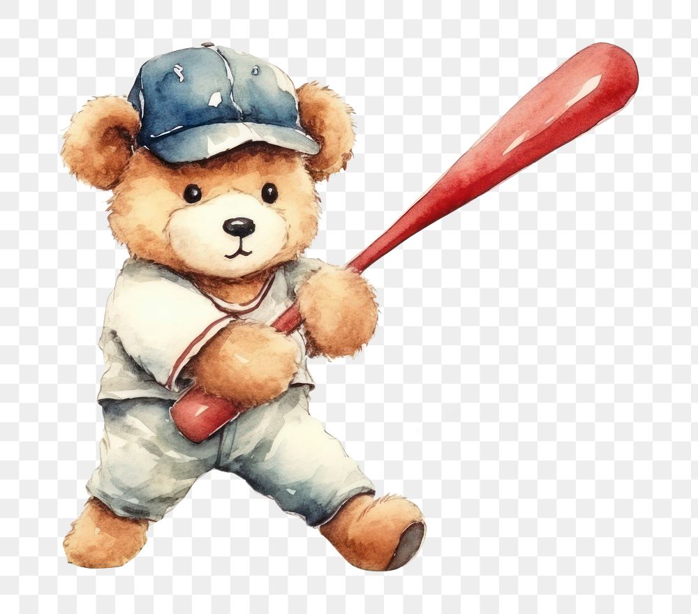 PNG Teddy bear playing baseball sports toy  