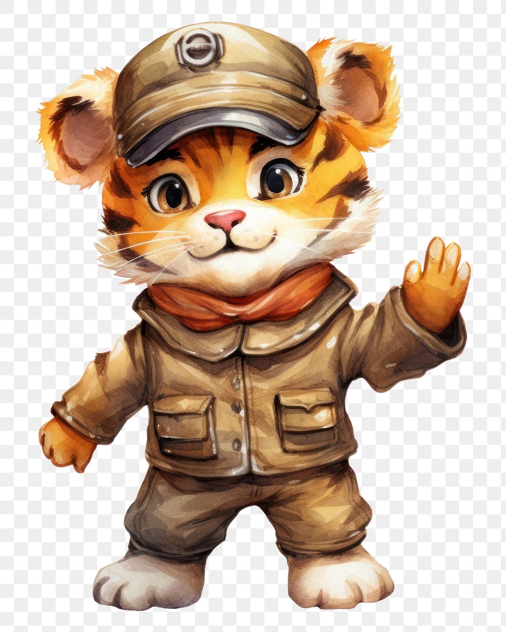 PNG Tiger soldier cartoon cute carnivora. 