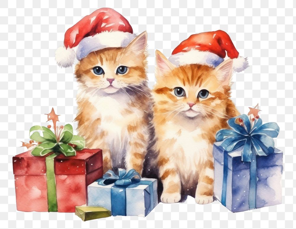 PNG Christmas mammal animal kitten. AI generated Image by rawpixel.