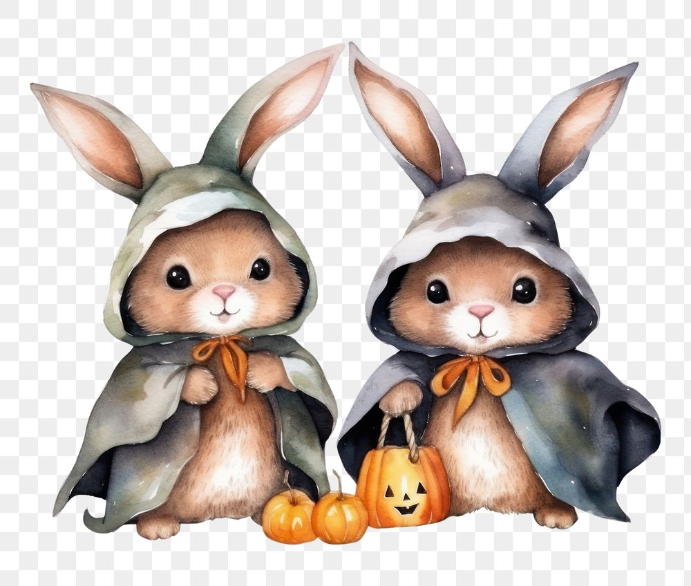 PNG Cute rabbit halloween animal mammal white background. AI generated Image by rawpixel.