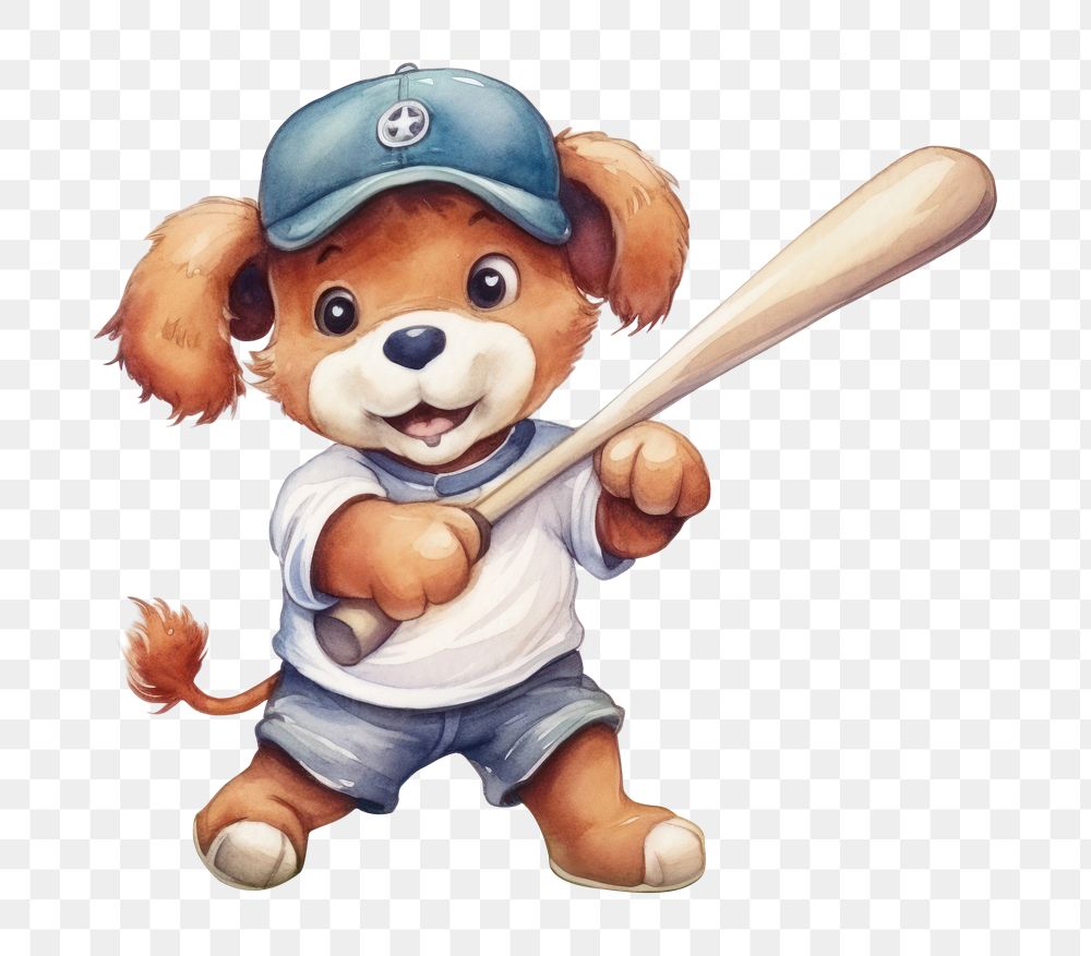 PNG Puppy playing baseball sports white background carnivora. AI generated Image by rawpixel.