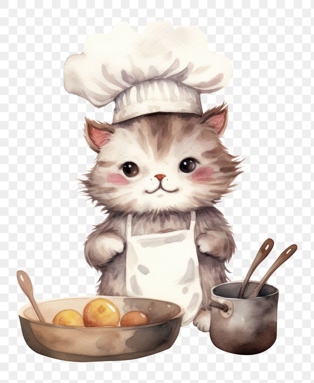 PNG Cat cooking cartoon food cute. AI generated Image by rawpixel.