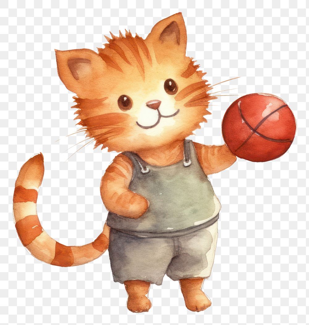 PNG Cat playing basketball cartoon sports mammal. AI generated Image by rawpixel.