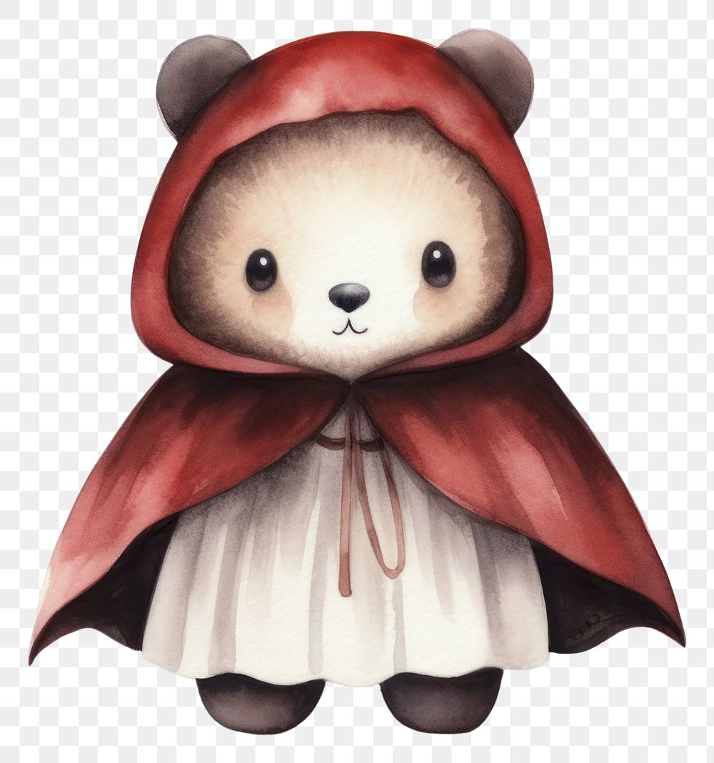 PNG Cute bear vampire figurine cartoon toy. 