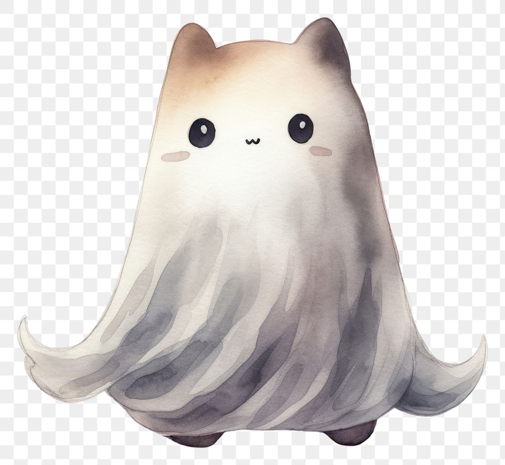 PNG Cute cat wearing ghost custume animal cartoon white background. AI generated Image by rawpixel.