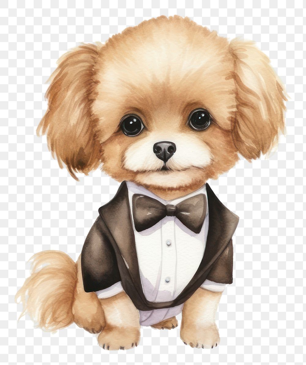PNG Cute dog wearing wedding suit animal cartoon mammal. AI generated Image by rawpixel.