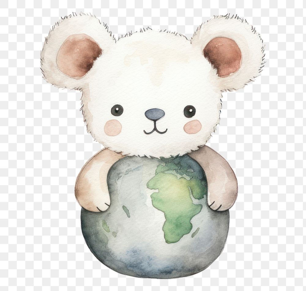 PNG Cute mouse wearing earth cartoon toy white background. AI generated Image by rawpixel.