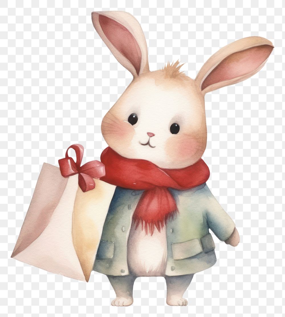 PNG Cute rabbit holding shop bag animal cartoon mammal. 