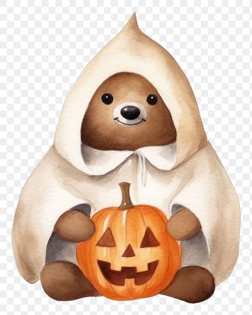 PNG Cute sloth wearing pumpkin custume cartoon toy anthropomorphic. 