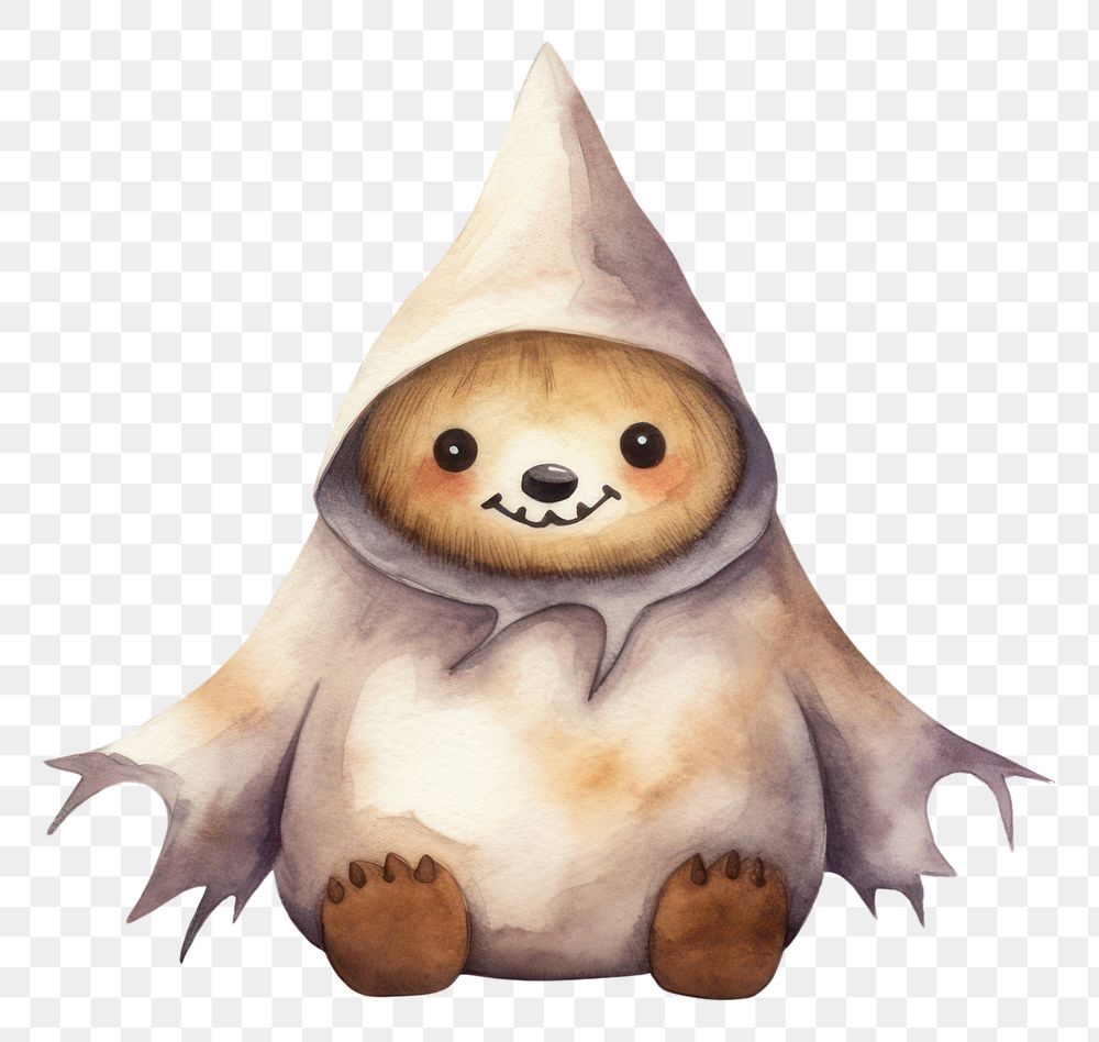 PNG Cute sloth wearing ghost custume animal cartoon drawing. 