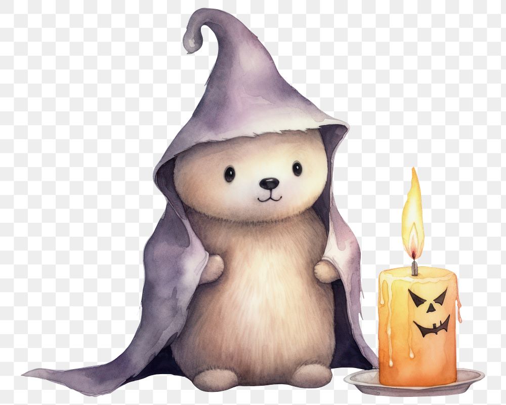 PNG Bear holding halloween candle cartoon mammal animal. AI generated Image by rawpixel.