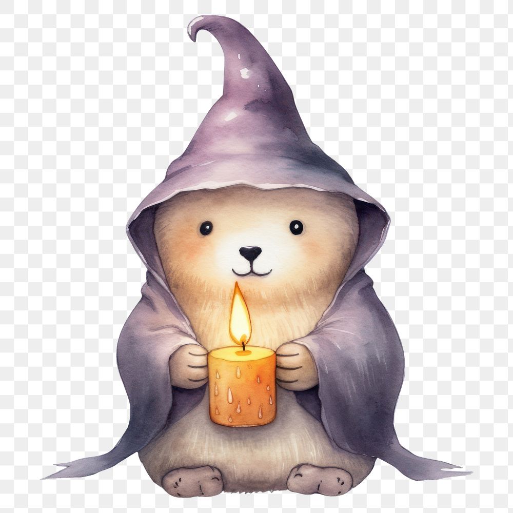 PNG Bear holding halloween candle cartoon cute anthropomorphic. AI generated Image by rawpixel.