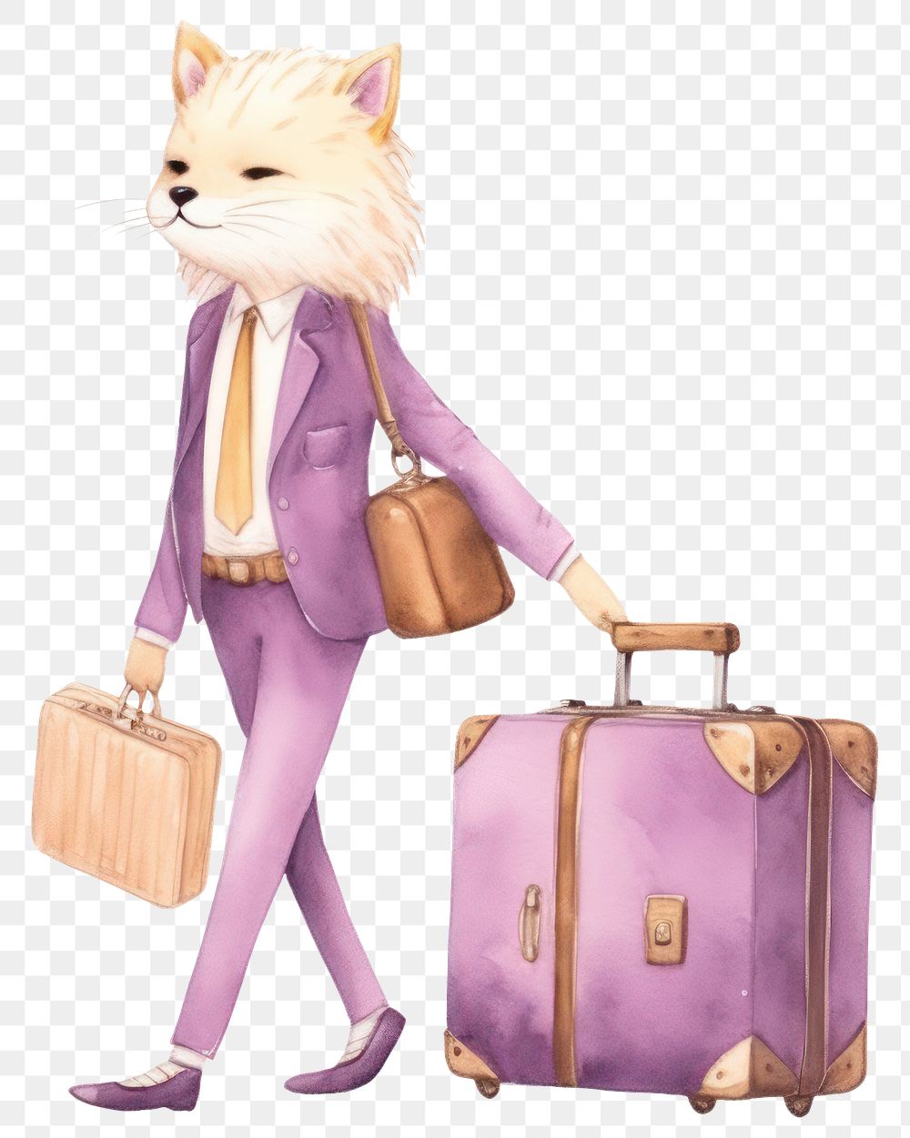 PNG Business cat suitcase luggage cartoon. AI generated Image by rawpixel.