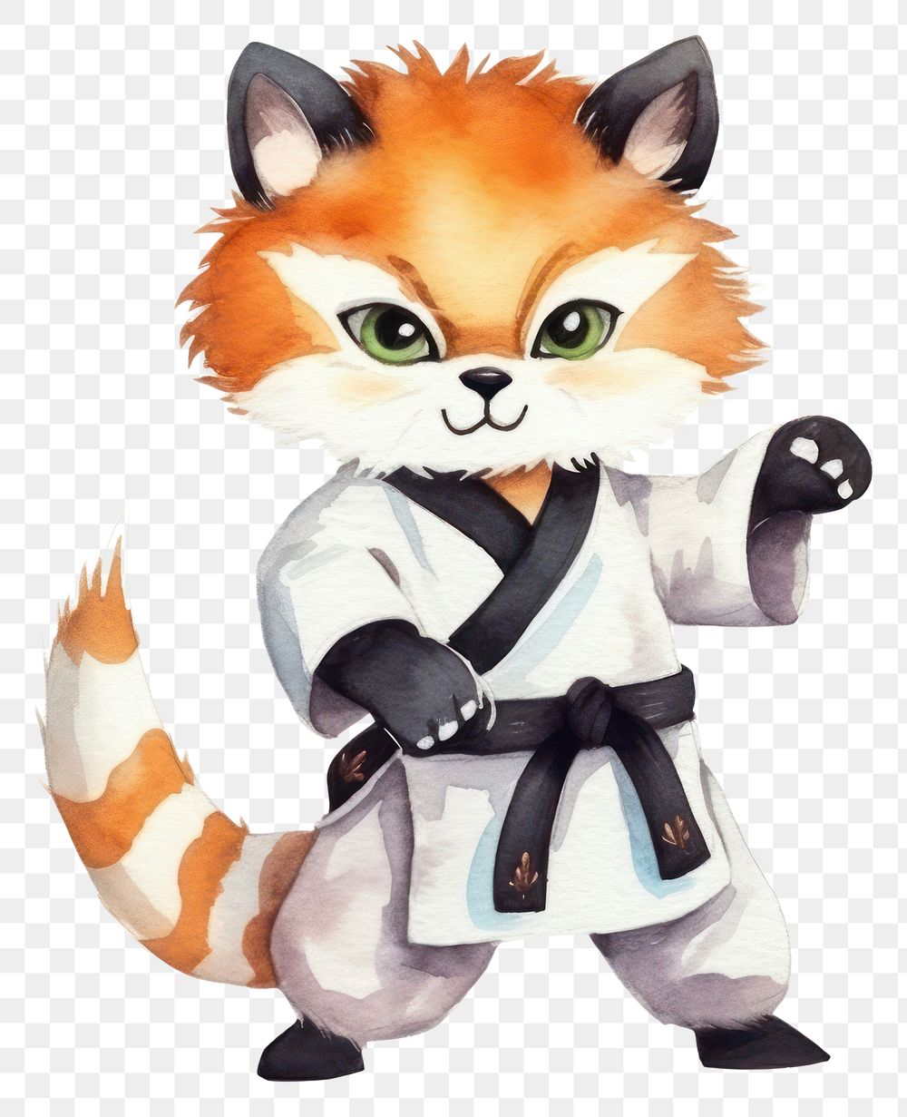 PNG Fox playing taekwondo cartoon animal cute. AI generated Image by rawpixel.