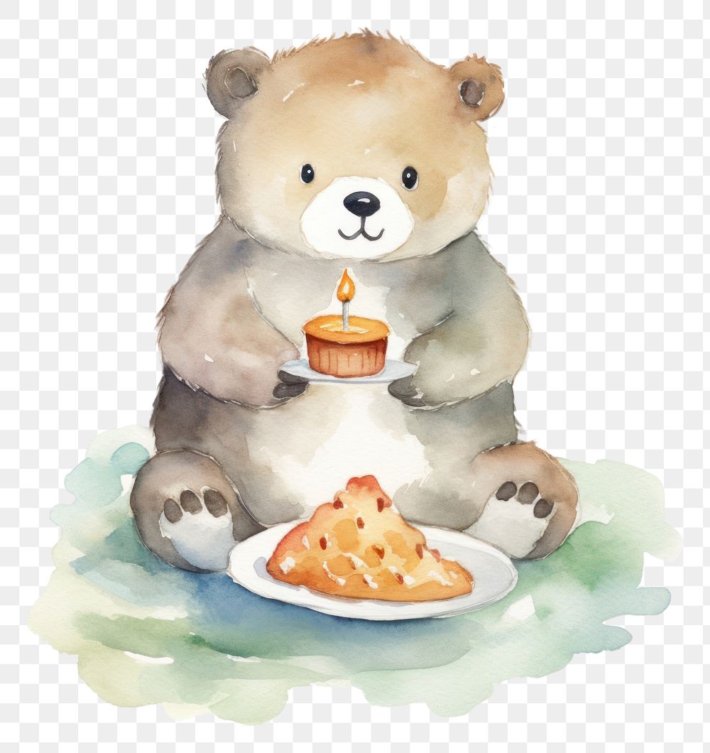 PNG Otter eating dessert cartoon mammal. AI generated Image by rawpixel.