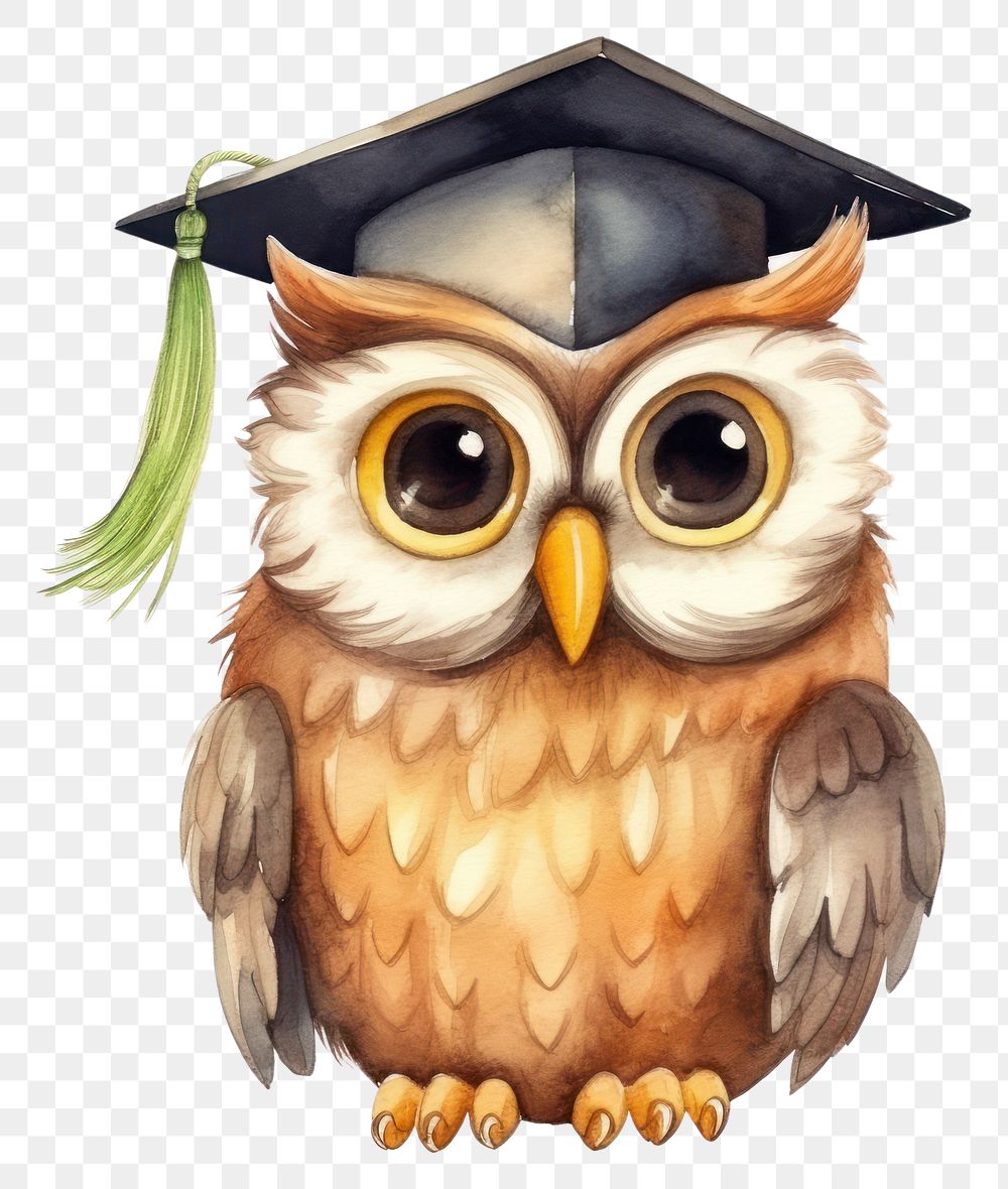 PNG Owl student animal cartoon bird. 