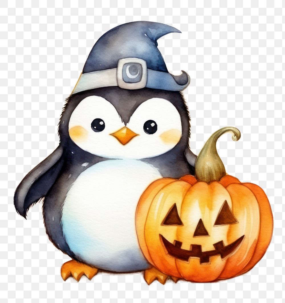 PNG Penguin holding pumpkin animal bird anthropomorphic. 