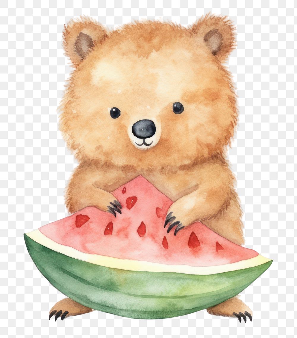 PNG Quokka eating food cartoon mammal fruit. AI generated Image by rawpixel.