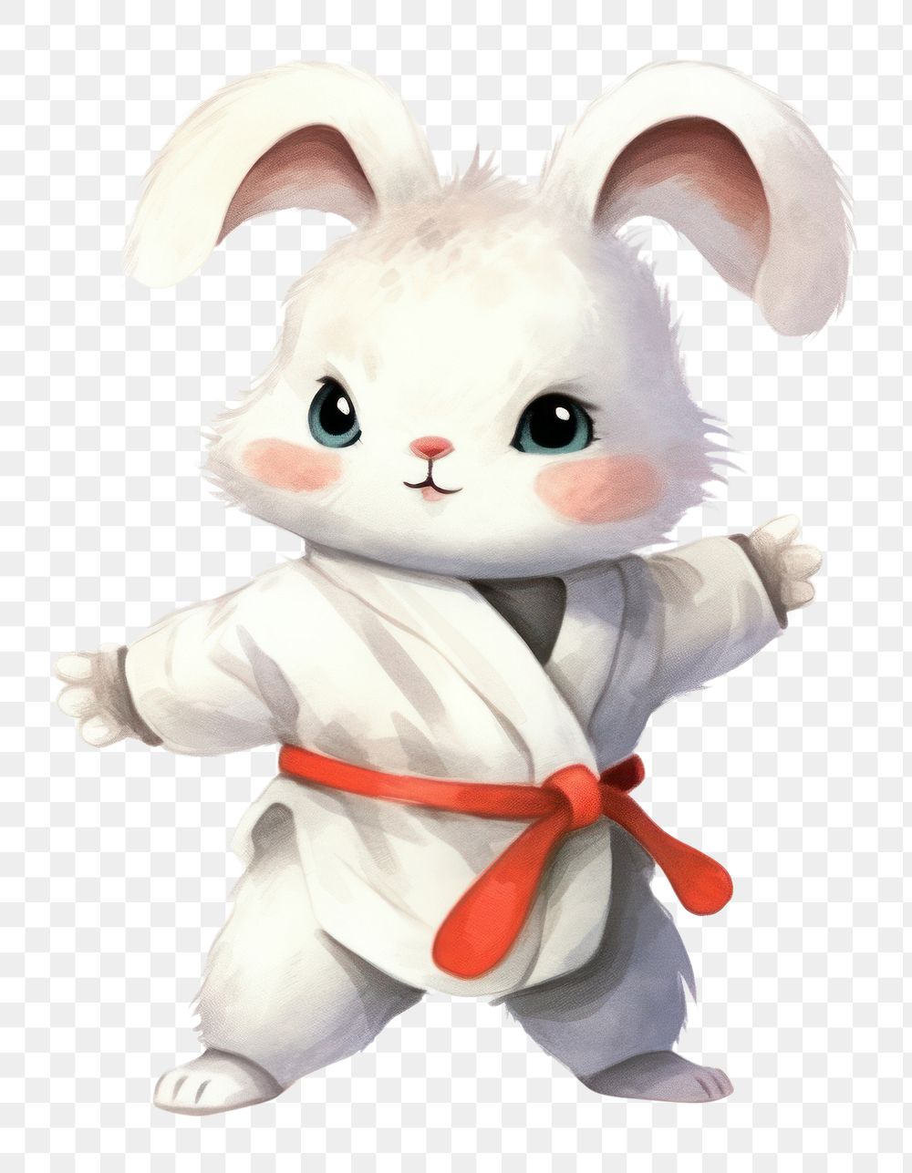 PNG Rabbit playing judo cartoon animal white. AI generated Image by rawpixel.