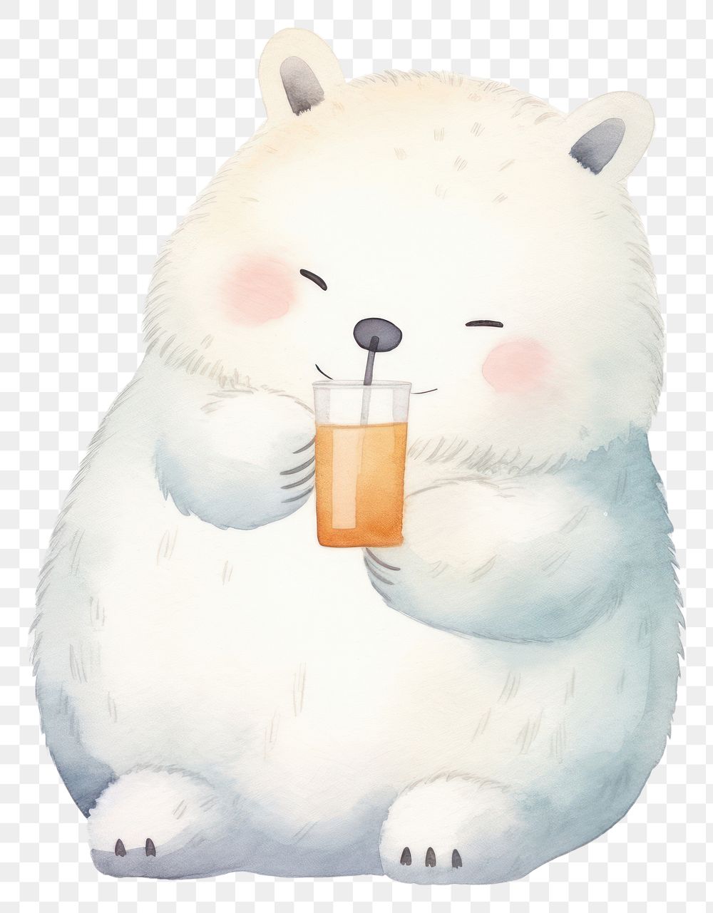 PNG White Fox drinking cartoon mammal cute. AI generated Image by rawpixel.