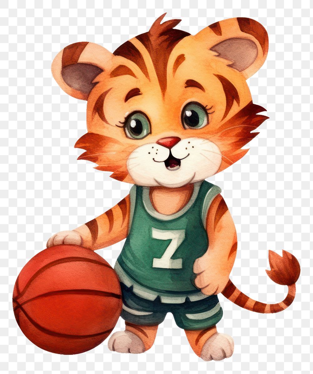 PNG Tiger play basketball cartoon sports  