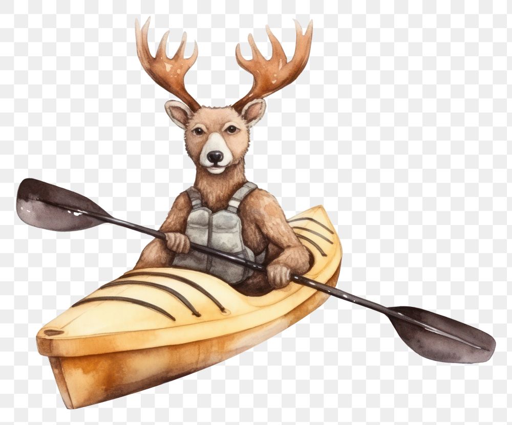 PNG Deer kayaking vehicle cartoon mammal. 