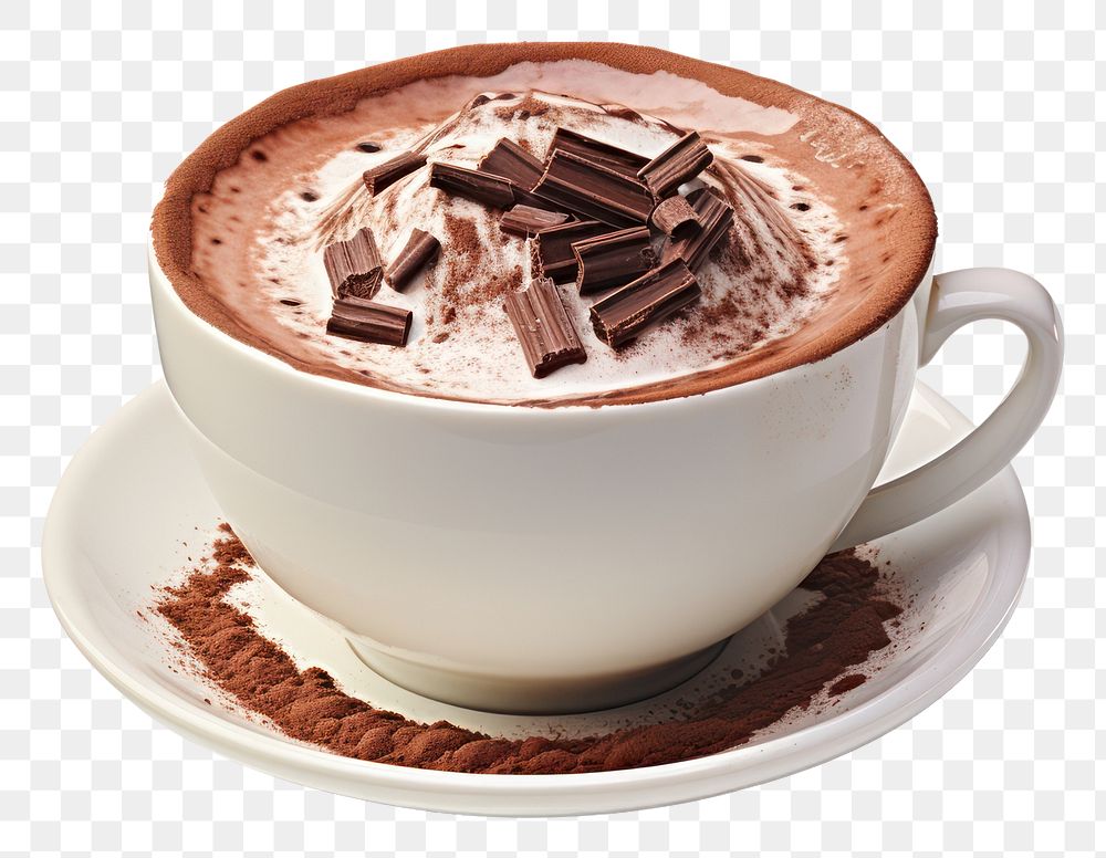 PNG Hot chocolat chocolate dessert coffee. AI generated Image by rawpixel.