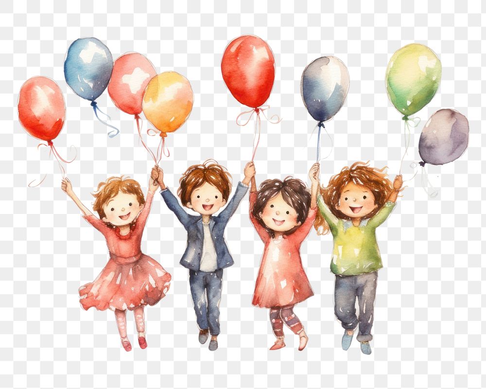 PNG Kids celebration birthday balloon white background togetherness. AI generated Image by rawpixel.