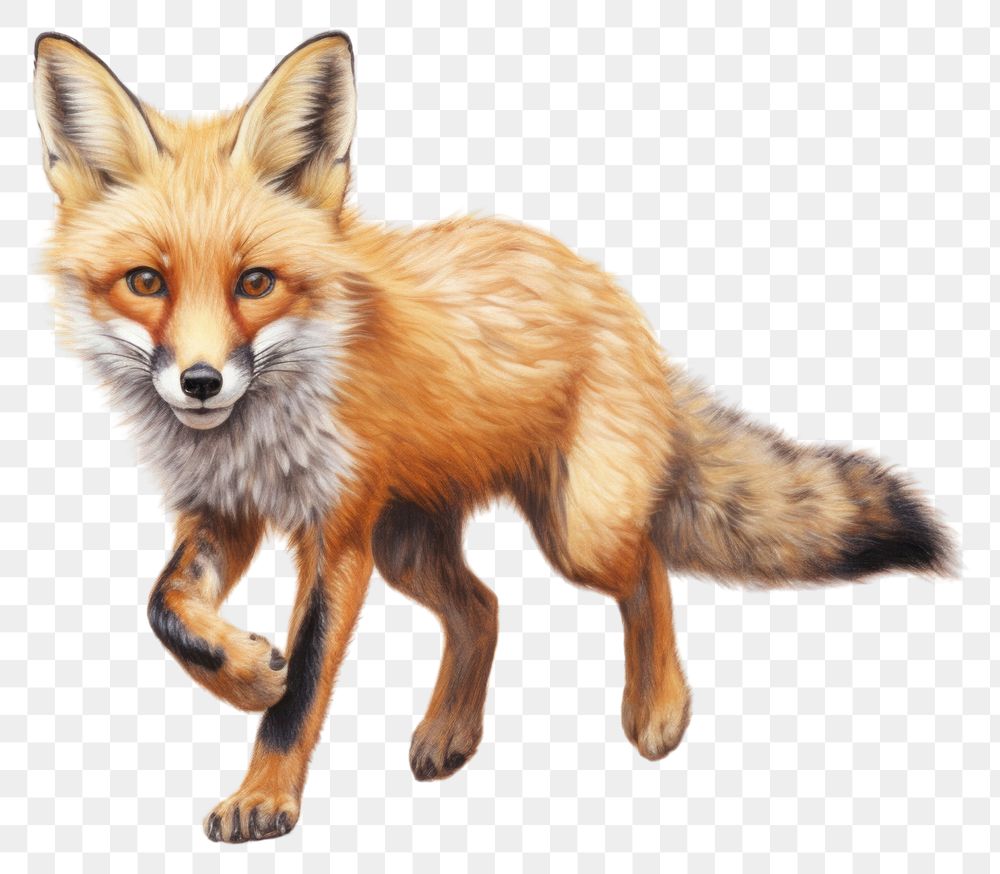 PNG  Running fox wildlife drawing animal. AI generated Image by rawpixel.