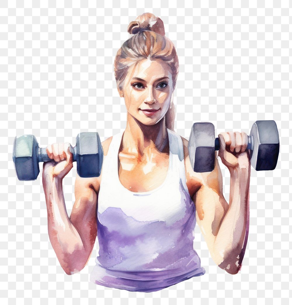 PNG  Active woman using a dumbbells sports adult gym. AI generated Image by rawpixel.