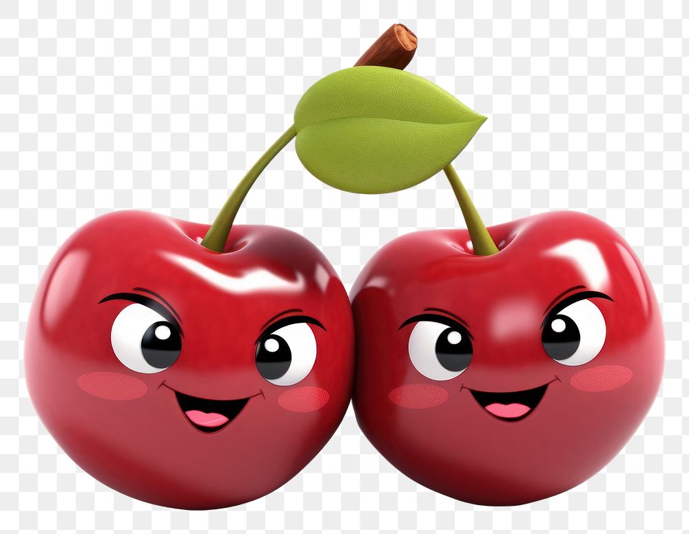 PNG  Couple cherry cartoon fruit plant. AI generated Image by rawpixel.