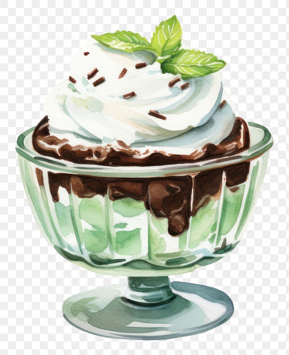 PNG Mint chocolate Ice Cream cream dessert sundae. 