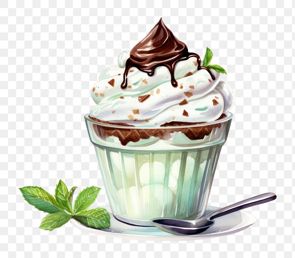 PNG Mint chocolate Ice Cream cream dessert sundae. AI generated Image by rawpixel.