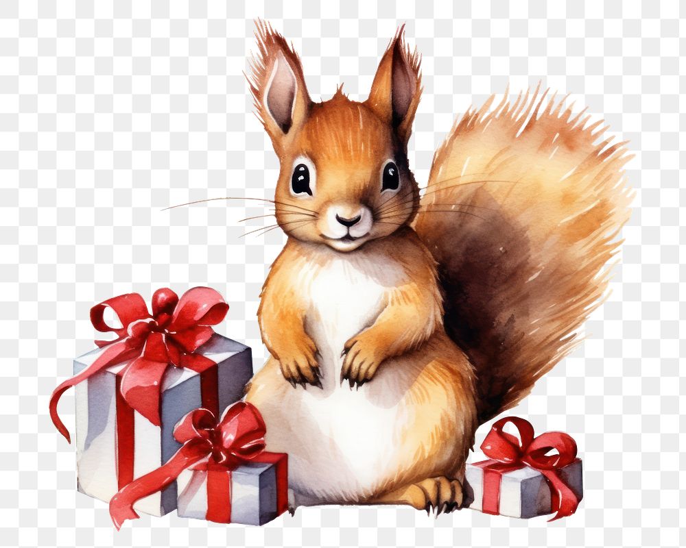 PNG Squirrel animal christmas rodent. AI generated Image by rawpixel.