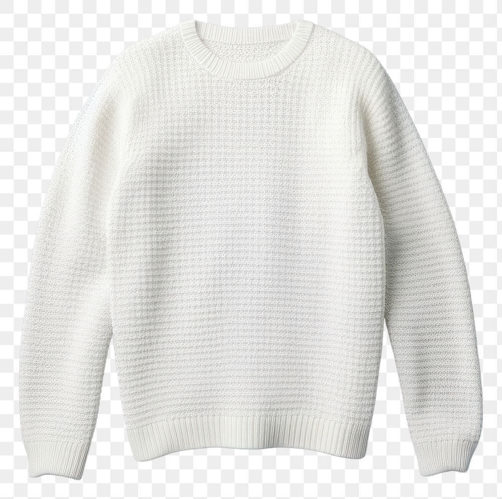 PNG A white blank crochet purl knit sweater sweatshirt sleeve  