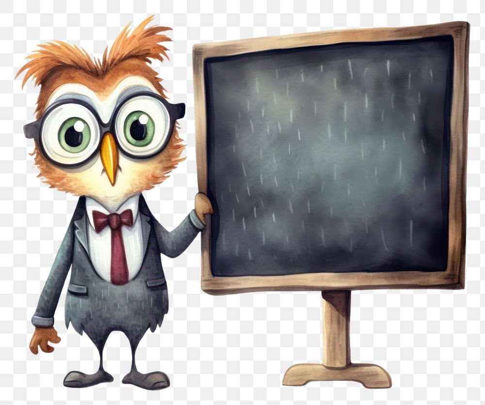 PNG Owl teacher blackboard cartoon owl. AI generated Image by rawpixel.