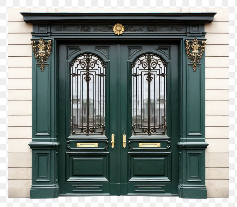 PNG Dark Green Front Door French Style door architecture building. AI generated Image by rawpixel.