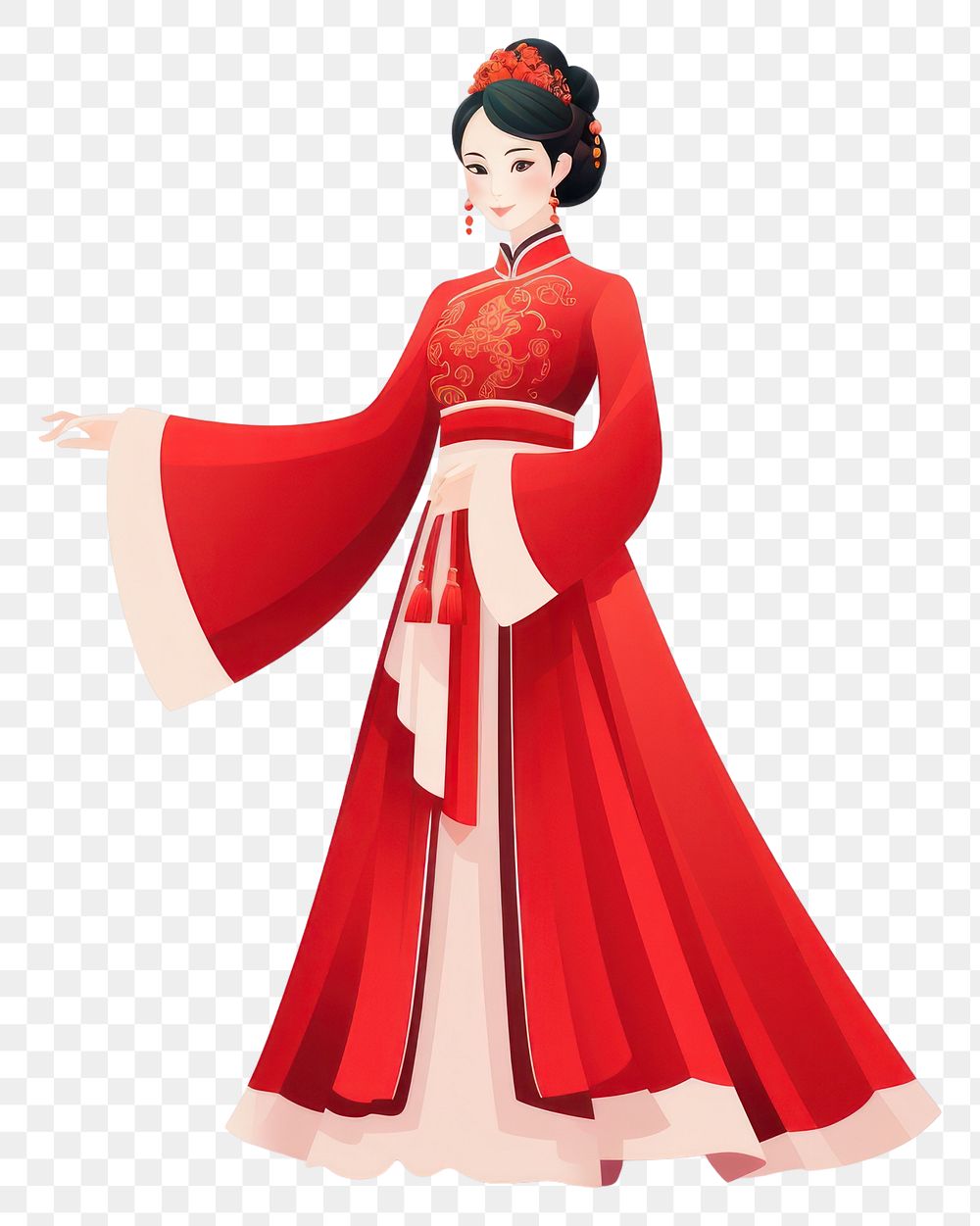 PNG  Chinese women national costume fashion kimono dress. AI generated Image by rawpixel.