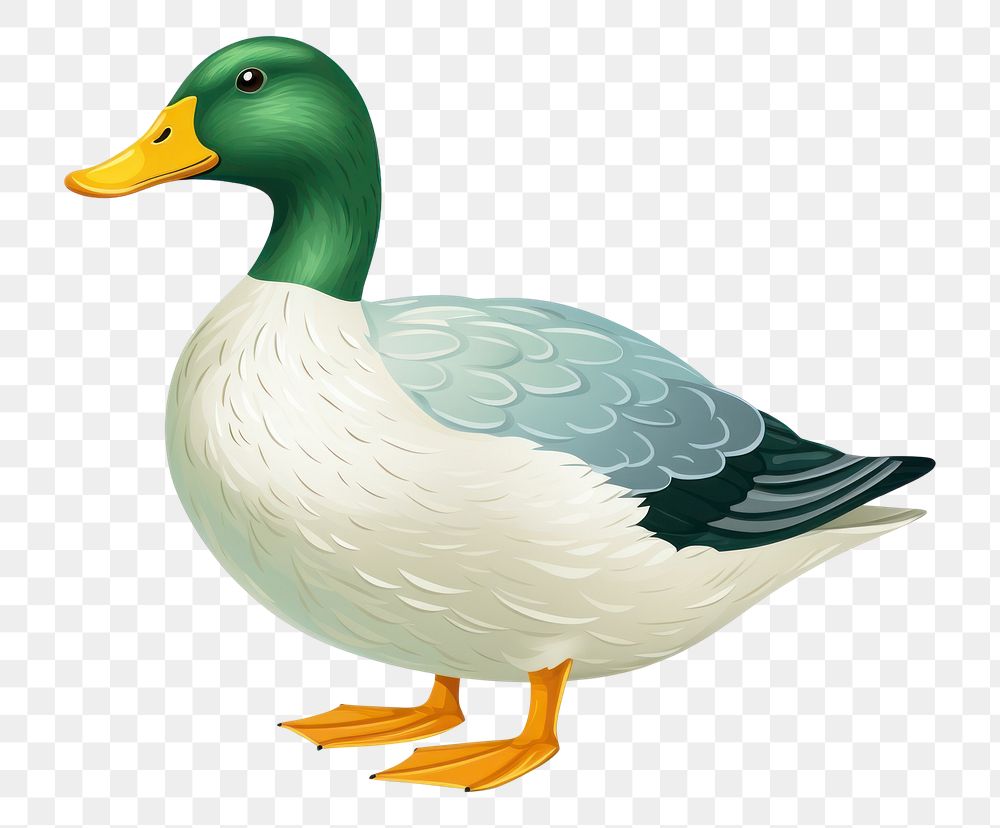 PNG  Duck animal bird white background. AI generated Image by rawpixel.