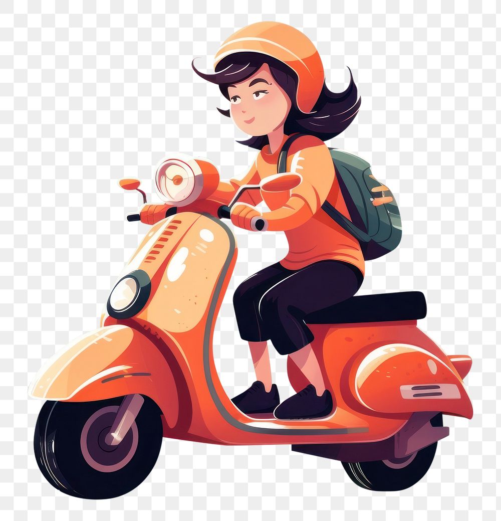 PNG Women charactor riding motorcycle vehicle scooter vespa. AI generated Image by rawpixel.