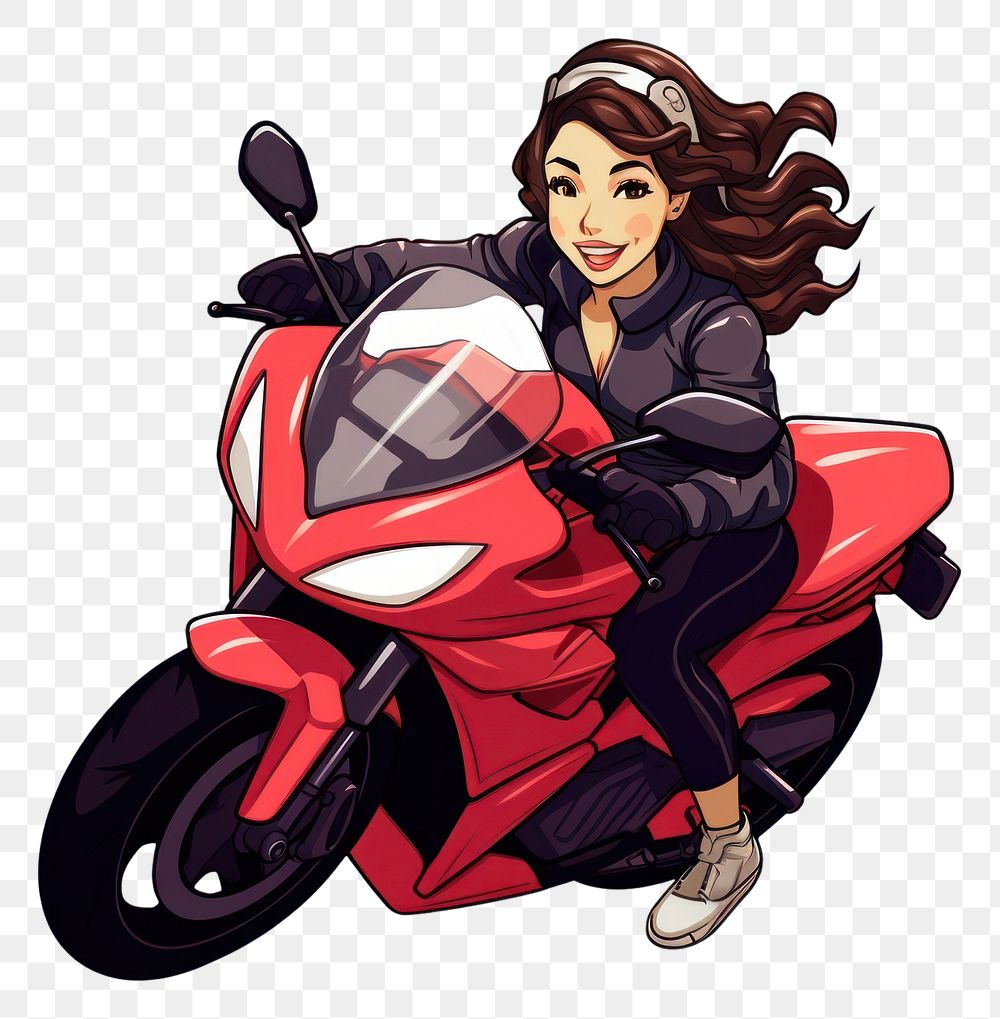 PNG Riding motorcycle vehicle scooter cartoon. AI generated Image by rawpixel.
