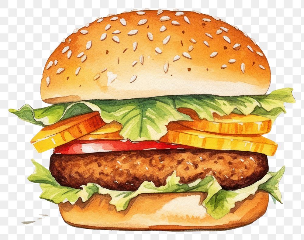 PNG Plant based burger cartoon bread food. 