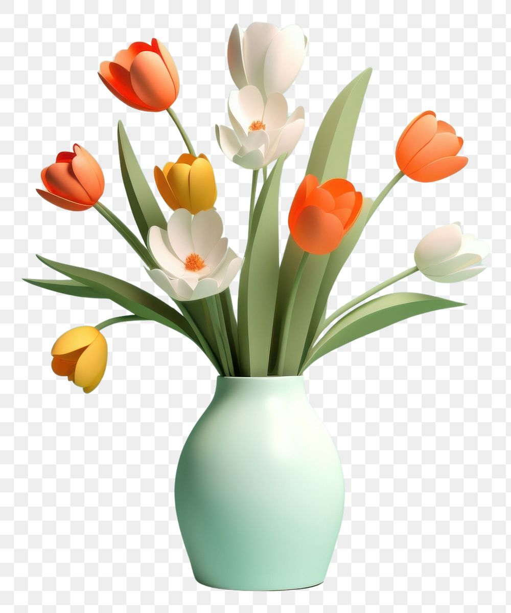PNG  Spring flowers vase plant inflorescence. AI generated Image by rawpixel.